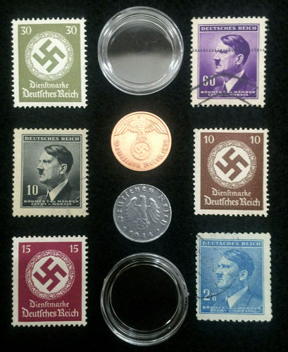 Rare WW2 German Coins & Stamps Set Of Historical Artifacts - Collectors Set - Collectors Couch