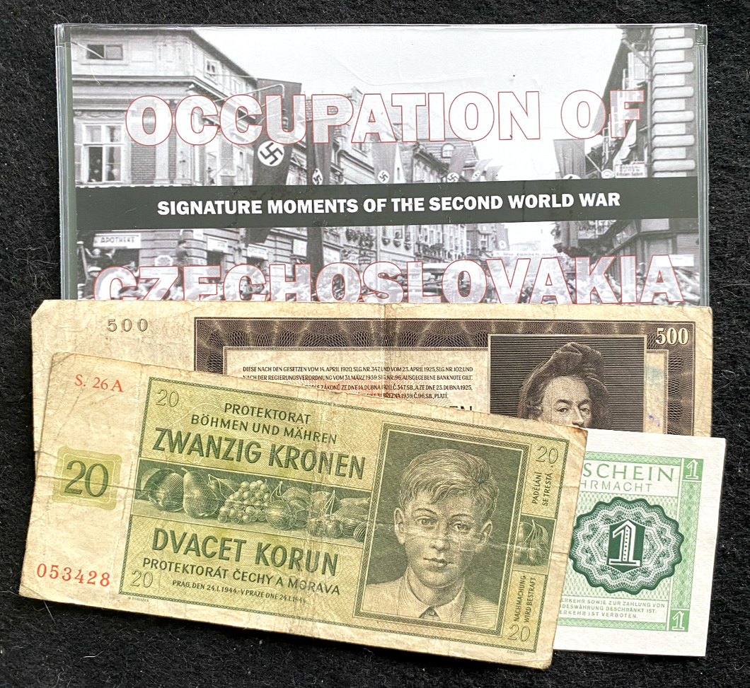 WWII: Invasion of Czechoslovakia German Occupation Three Banknotes SOA & History - Collectors Couch