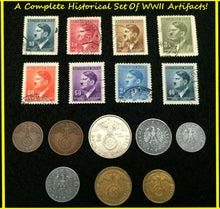 Load image into Gallery viewer, Rare WW2 German Coins &amp; Stamps Set Of Historical Artifacts - Complete Collection