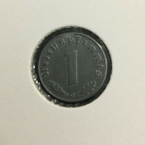 WWII Germany 1 Reichspfennig Zinc Coin COA & History & Album Included