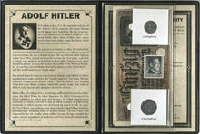 Load image into Gallery viewer, World War II CERTIFIED Two German Coins 1,10 Rp &amp; 50 Reichsmark Bill &amp; Stamp - Collectors Couch