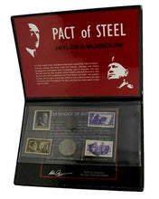 Load image into Gallery viewer, WWII Pact of Steel: Hitler &amp; Mussolini Album 2 Coins 4 Stamps COA &amp; History Included