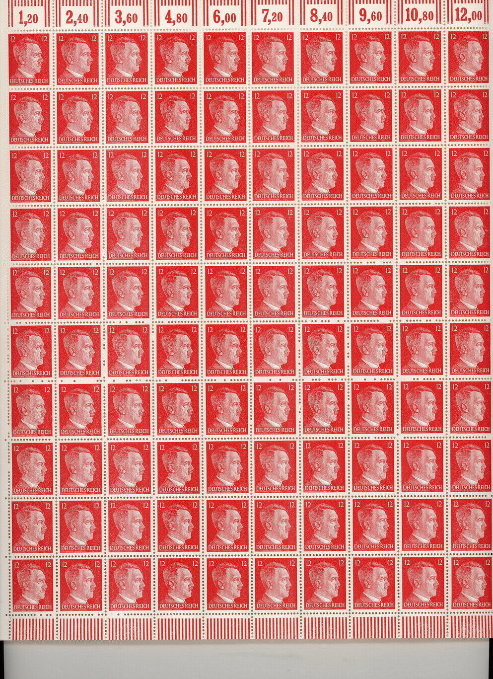Stamp Germany Mi 788 Sc 511B Sheet 1941 WWII Fascism War Era Hitler MNH 12PF - Collectors Couch