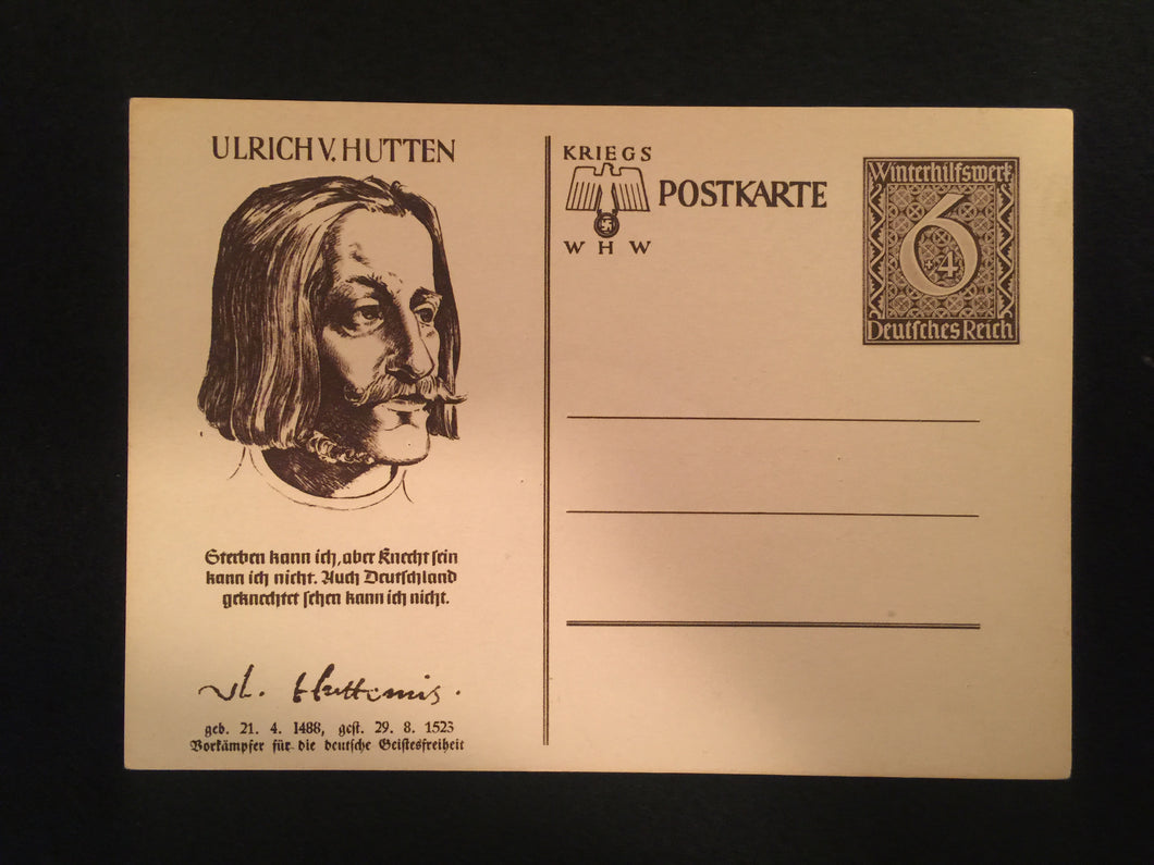 WWII Nazi Germany 1939 Third Reich KRIEGS WHW Postcard 6+4, Annual BERLIN, MAR 1940