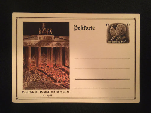WWII Nazi Germany 1933 Third Reich Deutschland über alles! 30.1.1933 Postcard