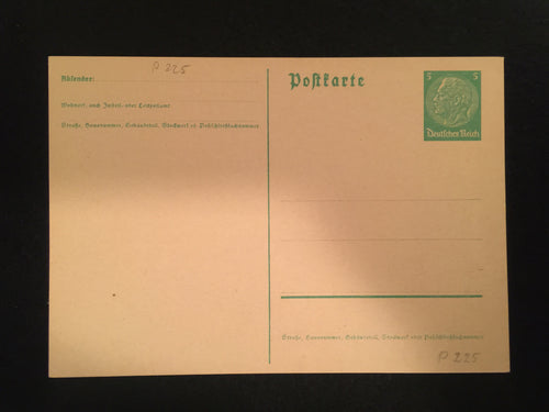 WWII Nazi Germany 1933 Third Reich General Paul Von Hindenburg Printed Stamp on Postcard