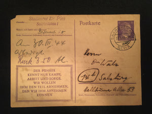WWII Nazi Germany 1944 Used Historical Postcard
