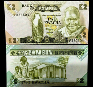 Zambia 2 Kwacha Banknote World Paper Money UNC Currency Bill Note