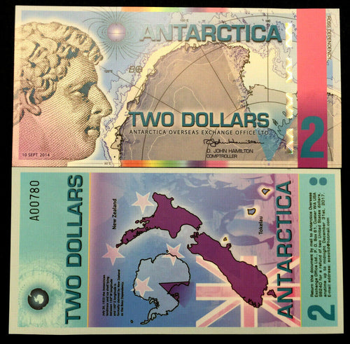 Antarctica P25(U) 2 Dollars Polymer (Private Issue,Non Government) UNC - Collectors Couch