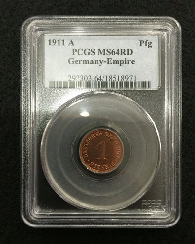 1911-A Germany Pfennig PCGS MS64 Red - 109 Years Old Historical Artifact