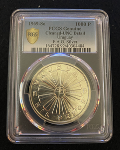 1969-So Uruguay FAO Silver 1000 Pesos PCGS UNC