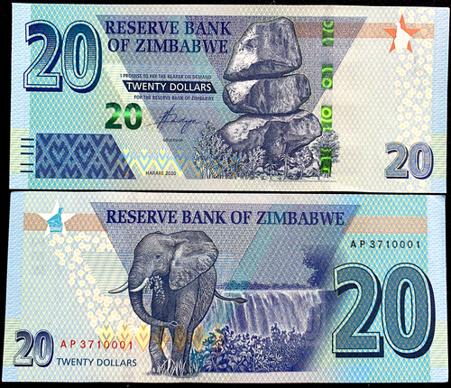 Zimbabwe 20 Dollars 2020-2021 Banknote World Paper Money Currency UNC - Collectors Couch