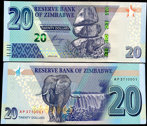 Zimbabwe 20 Dollars 2020-2021 Banknote World Paper Money Currency UNC