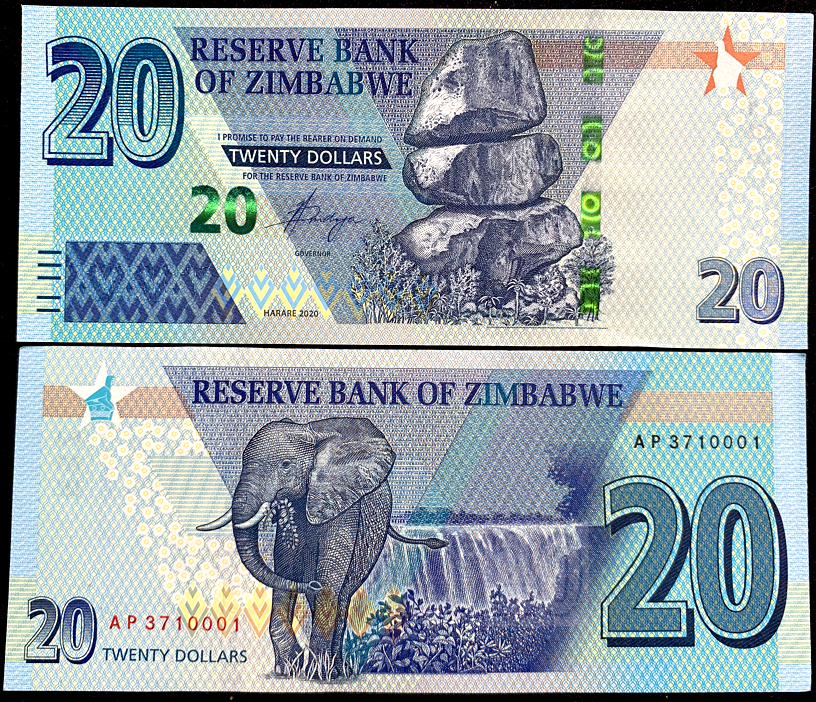 Zimbabwe 20 Dollars 2020-2021 Banknote World Paper Money Currency UNC