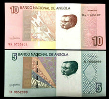 Load image into Gallery viewer, Angola 5 and 10 Kwanzas 2012 Banknote World Paper Money UNC Currency Bill Note