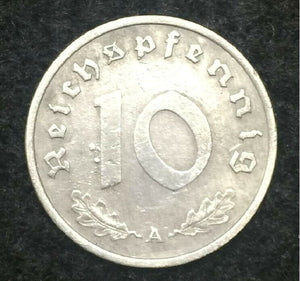 WW2 Rare10 RP German Coin & Stamp & 20 Mark Bill in Holder -Historical Artifacts - Collectors Couch