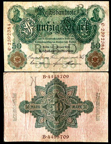 Germany Imperial 50 Mark 7-02-1908 BERLIN - 114 Year Old - Collectors Couch