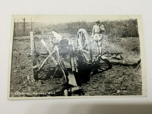 Antique WW1 Rare Postcard - Light Mortrar Launcher and Soldier - Historical - Collectors Couch