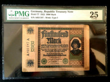 Load image into Gallery viewer, Rarest Historical 5000 German Marks 16/09/1922 - Uncirculated PMG Certified - Collectors Couch