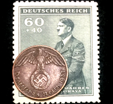 Load image into Gallery viewer, Rare Old WWII German Nazi One Rp Copper &amp; Stamp Authentic WW2 Artifacts