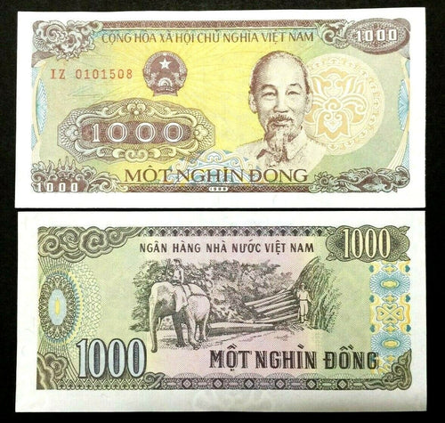 VIETNAM 1000 Dong Year 1988 Banknote World Paper Money UNC Currency Ho Chi Minh - Collectors Couch