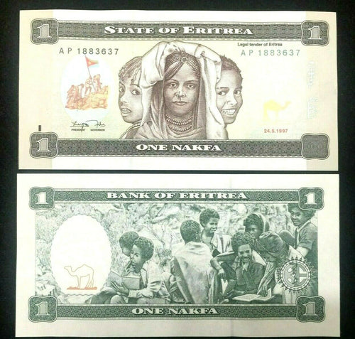 ERITREA 1 Nakfa Banknote World Paper Money UNC Currency - Collectors Couch
