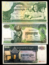 Load image into Gallery viewer, Cambodia 100, 500,1000 Riels Banknote World Paper Money UNC Currency Bill Note