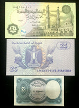 Load image into Gallery viewer, Egypt Bills - 5, 25, and 50 Piastres UNC