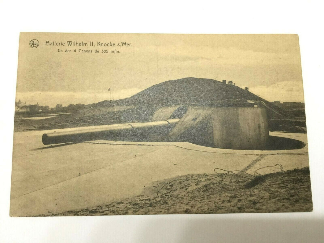 Antique WW1 Rare Postcard - Batterie Whilhem II at Knocke Belgium - Antique