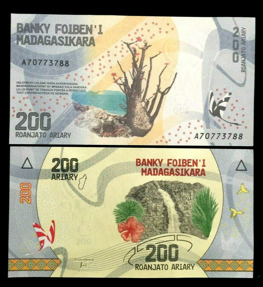 Madagascar 200 Ariary Banknote World Paper Money UNC Currency Bill Note