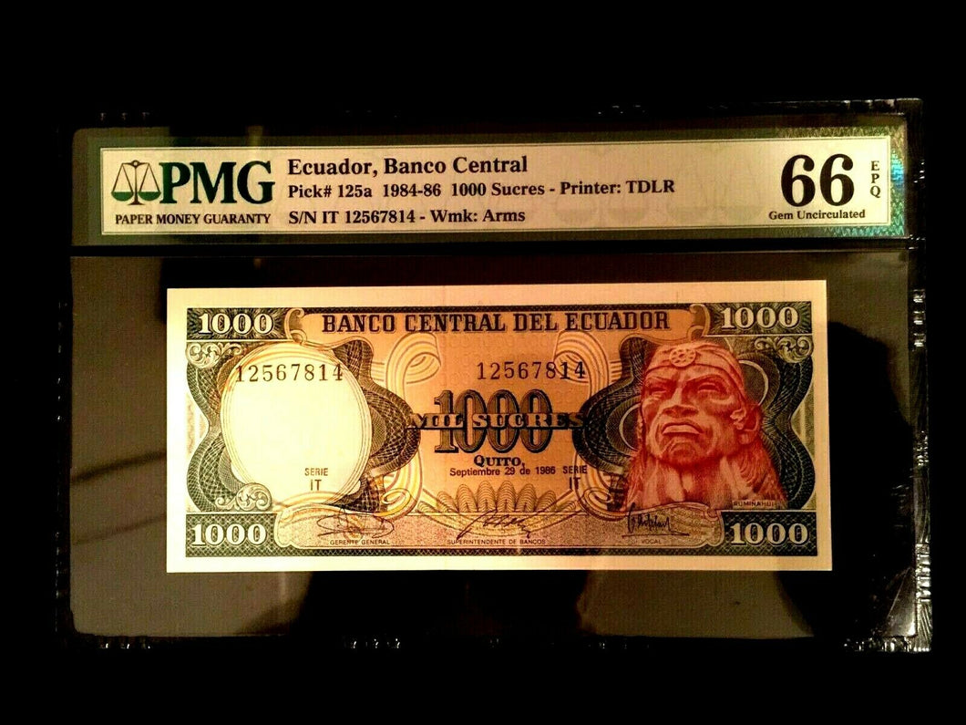 Ecuador 1000 Sucres 1984 Banknote World Paper Money UNC Currency - PMG Certified - Collectors Couch