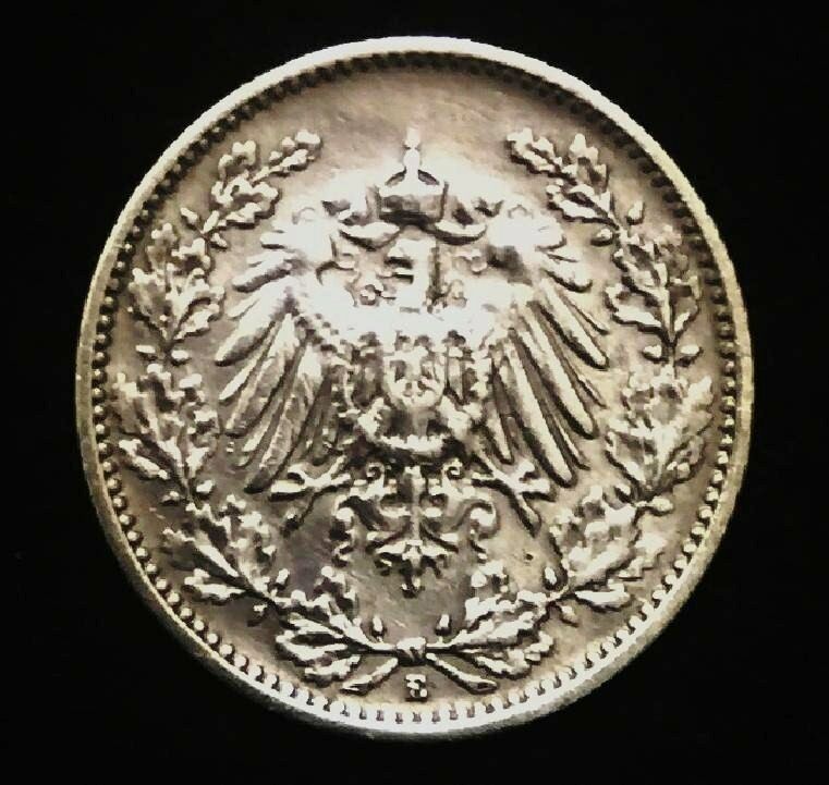 Historical Antique - German Half Mark SILVER Coin - More than 100 Years Old Coin