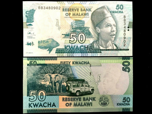 MALAWI 50 KWACHA Year 2016 Banknote World Paper Money UNC Currency Bill Note - Collectors Couch