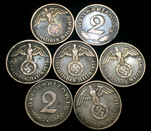 Rarest WWII German 2 Cent Coin Military Army War Berlin (A) Mint - ONE Coin