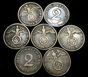 Rarest WWII German 2 Cent Coin Military Army War Berlin (A) Mint - ONE Coin - Collectors Couch