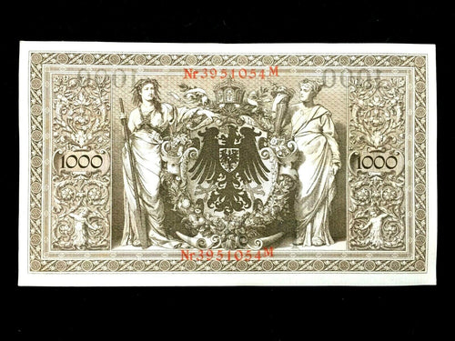 Authentic Historical 1910 Germany 1000 Mark Bank Note with RED SEAL - WWI Bill - Collectors Couch
