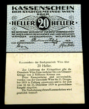 Load image into Gallery viewer, Austria 20 Heller 1919 Regional Issue Vienna World Paper Money UNC - 100 Yrs Old
