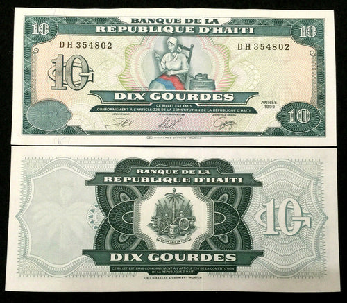 Haiti 10 Gourdes 1999 Banknote World Paper Money UNC Currency Bill Note - Collectors Couch
