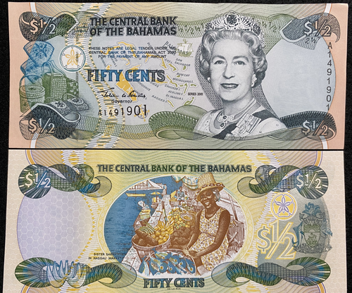 Bahamas 1/2 Dollar 2001 World Paper Money UNC Currency