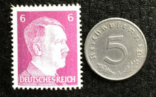 Load image into Gallery viewer, Rare WW2 German 5 Reichspfennig Coin &amp; Unused 6Pf Stamp Authentic Artifacts - Collectors Couch