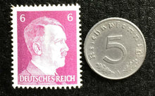Load image into Gallery viewer, Rare WW2 German 5 Reichspfennig Coin &amp; Unused 6Pf Stamp Authentic Artifacts