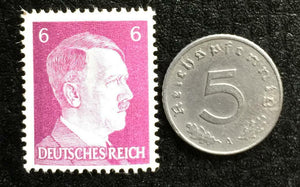 Rare WW2 German 5 Reichspfennig Coin & Unused 6Pf Stamp Authentic Artifacts