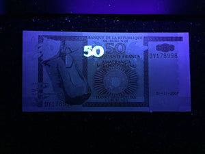 Burundi 50 Francs 2007 Banknote World Paper Money UNC Currency Bill Note - Collectors Couch