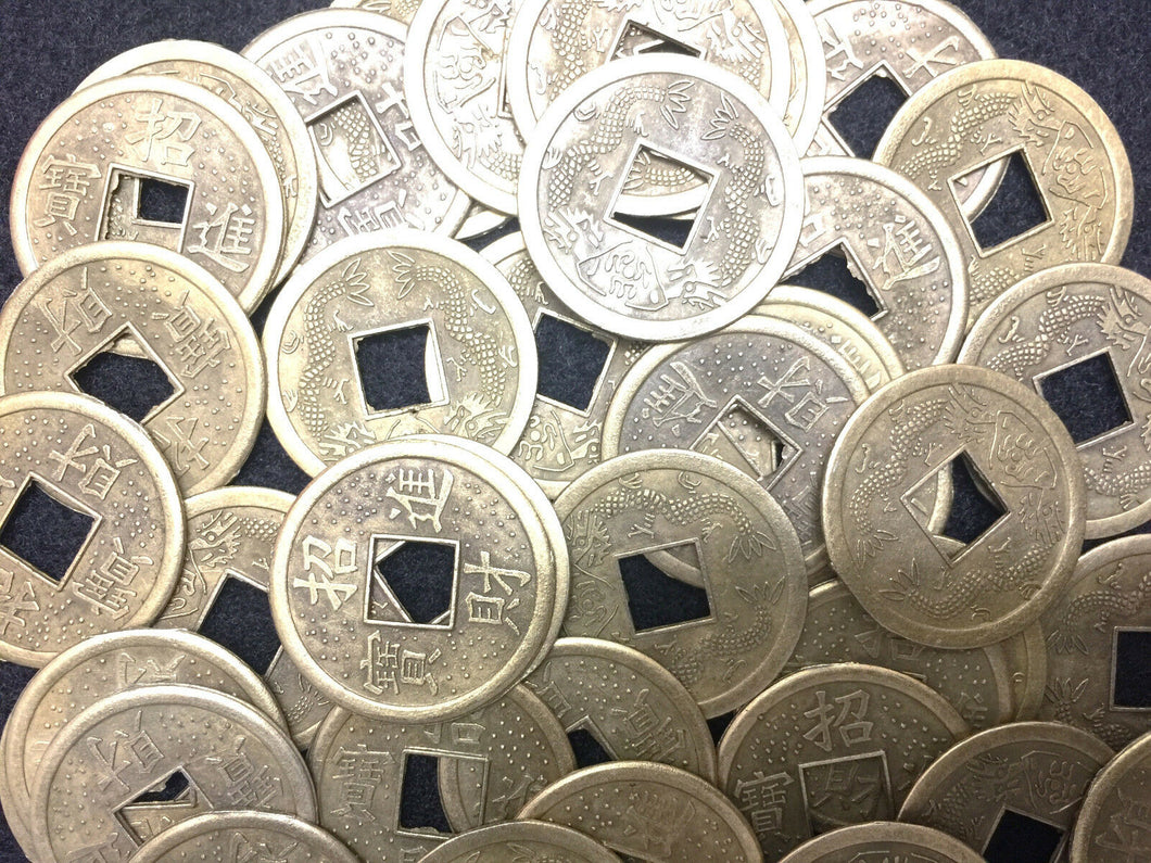 Lucky Chinese FENG SHUI Coins - Chinese Lucky Fortune - Made of Brass -Lot of 10 - Collectors Couch