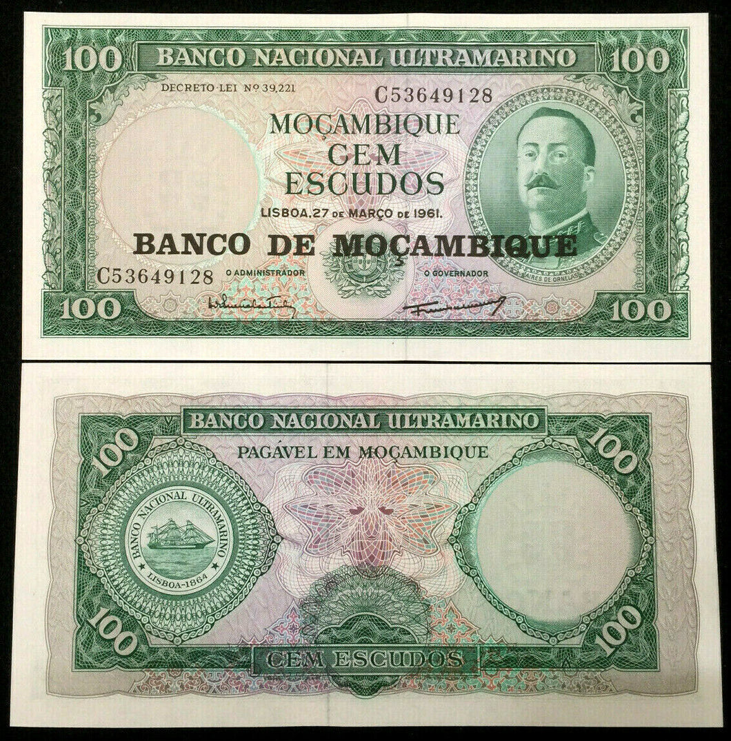 Mozambique 100 Escudos 1961 Large Banknote World Paper Money UNC Bill Note