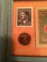 Load image into Gallery viewer, WW2 Rare German 2 Reichspfennig Copper Coin Uncirculated Stamp &amp; 2 Mark Bill