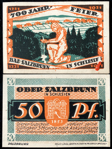 Germany Salzbrunn 50 Pfennig 1921 Notgeld - 99 Years Old