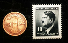 Load image into Gallery viewer, Authentic German WW2 Black Stamp and Antique German Coin - World War 2 Artifacts