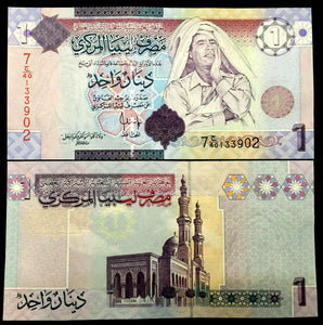 Libya 1 Dinar 2009 P71 Gaddafi Banknote World Paper Money UNC Currency Bill Note