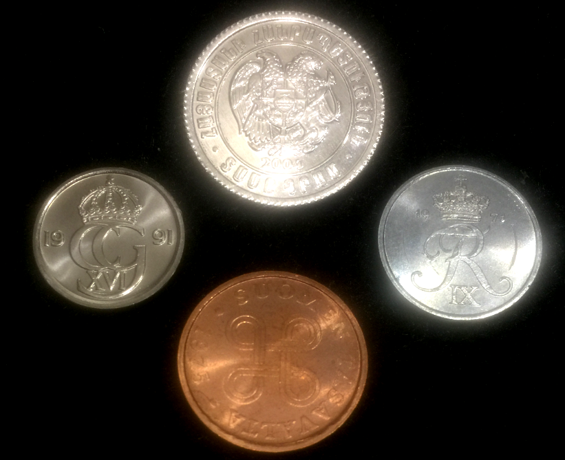 World Coin Lot - Denmark, Finland, Sweden, Armenia & A Bonus UNC Bill
